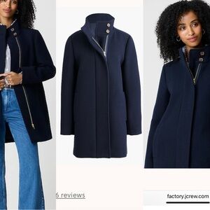 J. Crew Black Button Neck City Cocoon Wool Coat